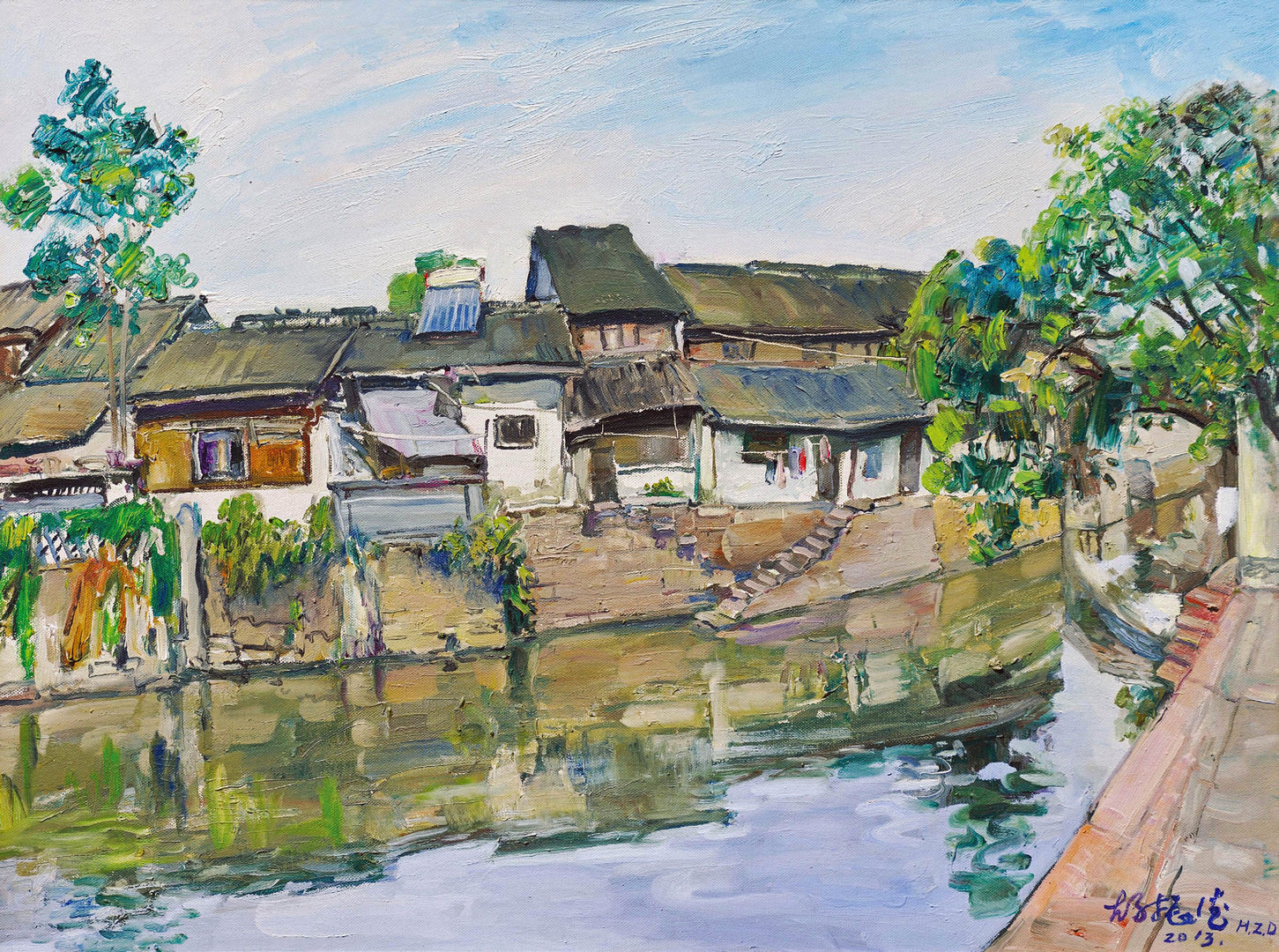 《水镇》 布面油画 2010年 